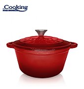 CRATITA FONTA EMAILATA+CAPAC 22X9.5CM,2.9L, RED LINE, COOKING BY HEINNER