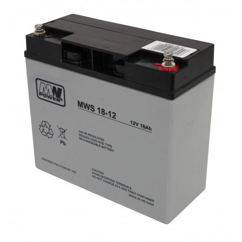 MPL MW POWER MWS 12-12 UPS battery Lead-acid accumulator AGM Maintenance-free 12 V 12 Ah Black  Grey