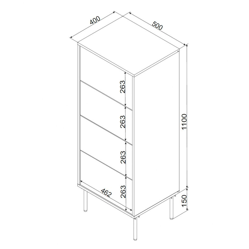 4S TRESSE chest of drawers 50x40x125 matte green