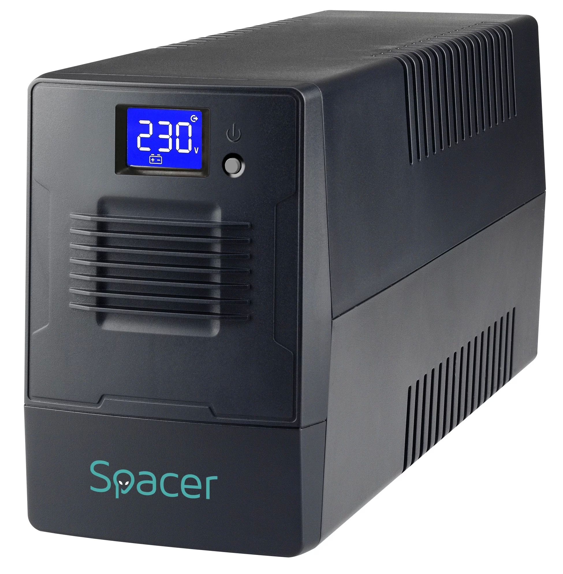 UPS Spacer Line Int. cu management, LCD,  2000VA/  1200W, AVR, 4 x socket Schuko, display LCD, 2 x baterie 12V/9Ah, conector USB, combo RJ11/RJ45, bateria are 12 luni garantie,  SPUP-2000D-LIT01   (timbru verde 11 lei)