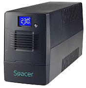 UPS Spacer Line Int. cu management, LCD,  2000VA/  1200W, AVR, 4 x socket Schuko, display LCD, 2 x baterie 12V/9Ah, conector USB, combo RJ11/RJ45, bateria are 12 luni garantie,  SPUP-2000D-LIT01   (timbru verde 11 lei)