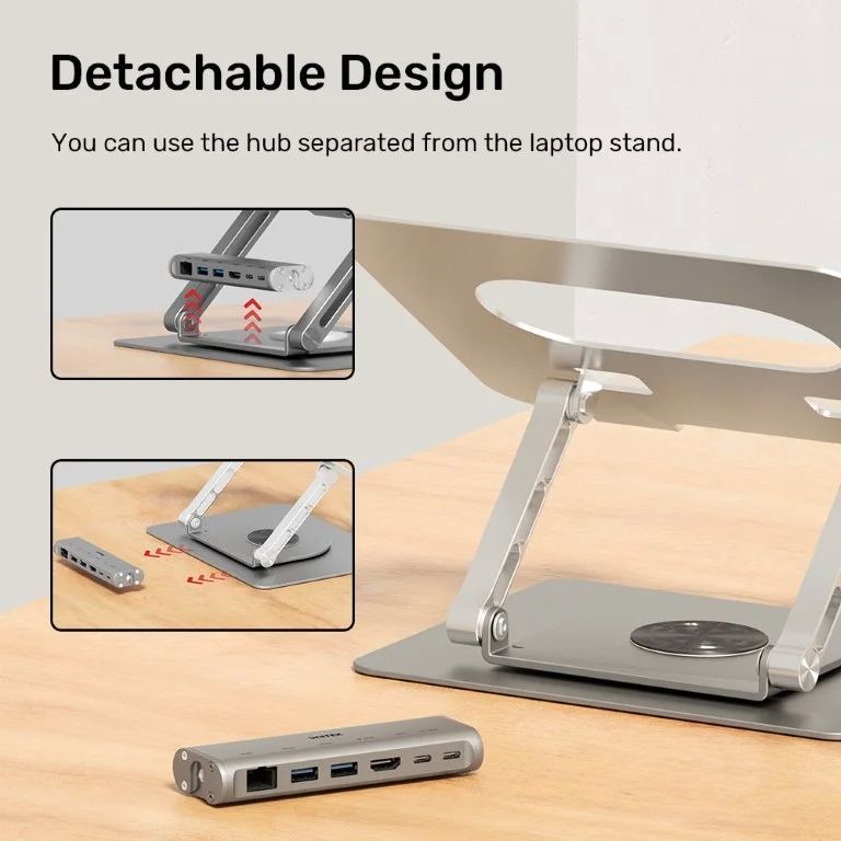 UNITEK LAPTOP STAND WITH DETACHABLE USB-C HUB