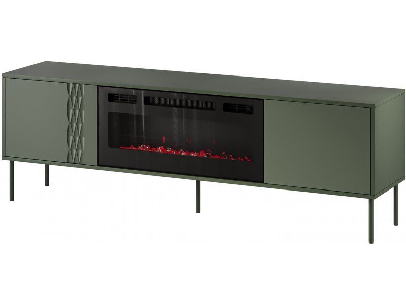 Cama RTV cabinet EF + fireplace black TRESSE 180x40x54.5 matte green