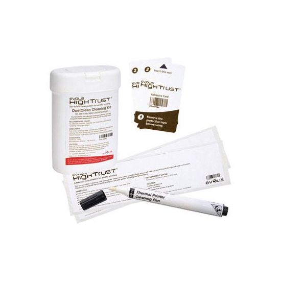EVOLIS CLEANING KIT ADVANCED  2 'T' CARDS, 2 ADHESIVE CARDS, 1 PEN, WIPES