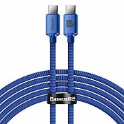 CABLU alimentare si date Baseus Crystal Shine, Fast Charging Data Cable pt. smartphone, USB Type-C la USB Type-C 100W, 2m, albastru  CAJY000703  (timbru verde 0.08 lei) - 6932172602901