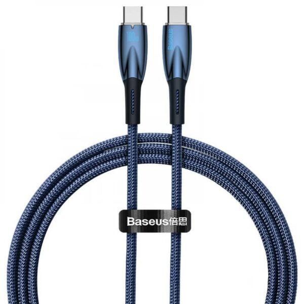 CABLU alimentare si date Baseus Glimmer, Fast Charging Data Cable pt. smartphone, USB Type-C la USB Type-C 100W, 1m, albastru  CADH000703  (timbru verde 0.08 lei) - 6932172618032