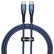 CABLU alimentare si date Baseus Glimmer, Fast Charging Data Cable pt. smartphone, USB Type-C la USB Type-C 100W, 1m, albastru  CADH000703  (timbru verde 0.08 lei) - 6932172618032