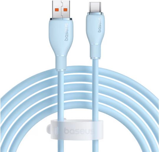 CABLU alimentare si date Baseus Pudding, Fast Charging Data Cable pt. smartphone, USB la USB Type-C 100W, 2m, albastru  P10355703311-01  (timbru verde 0.08 lei) - 6932172634117