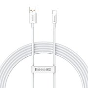 CABLU alimentare si date Baseus Superior, Fast Charging Data Cable pt. smartphone, USB la USB Type-C 100W, braided, 2m, alb  P10320102214-03  (timbru verde 0.08 lei) - 6932172631994