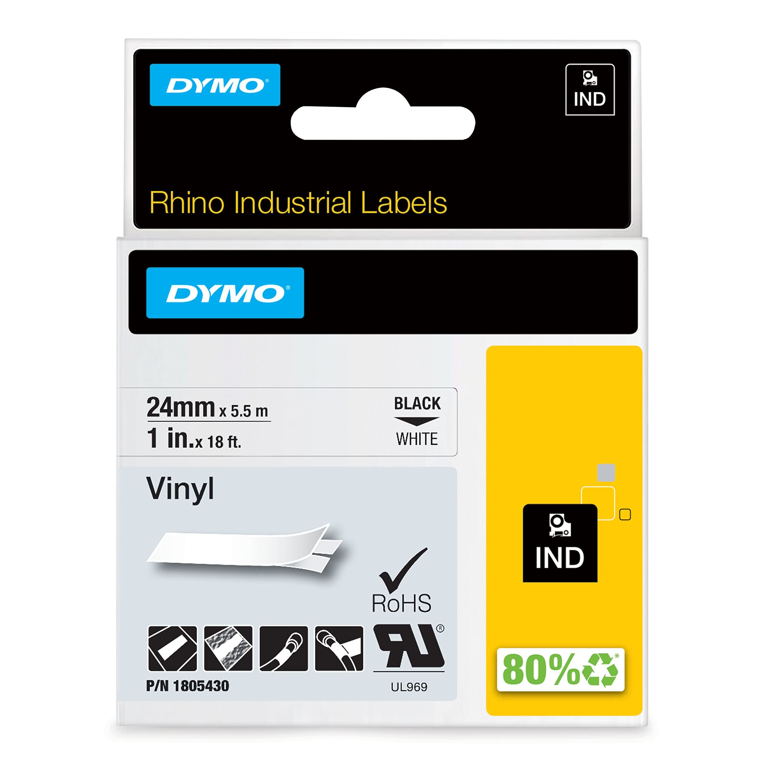 Dymo Rhino Coloured Vinyl Black White (1805430)