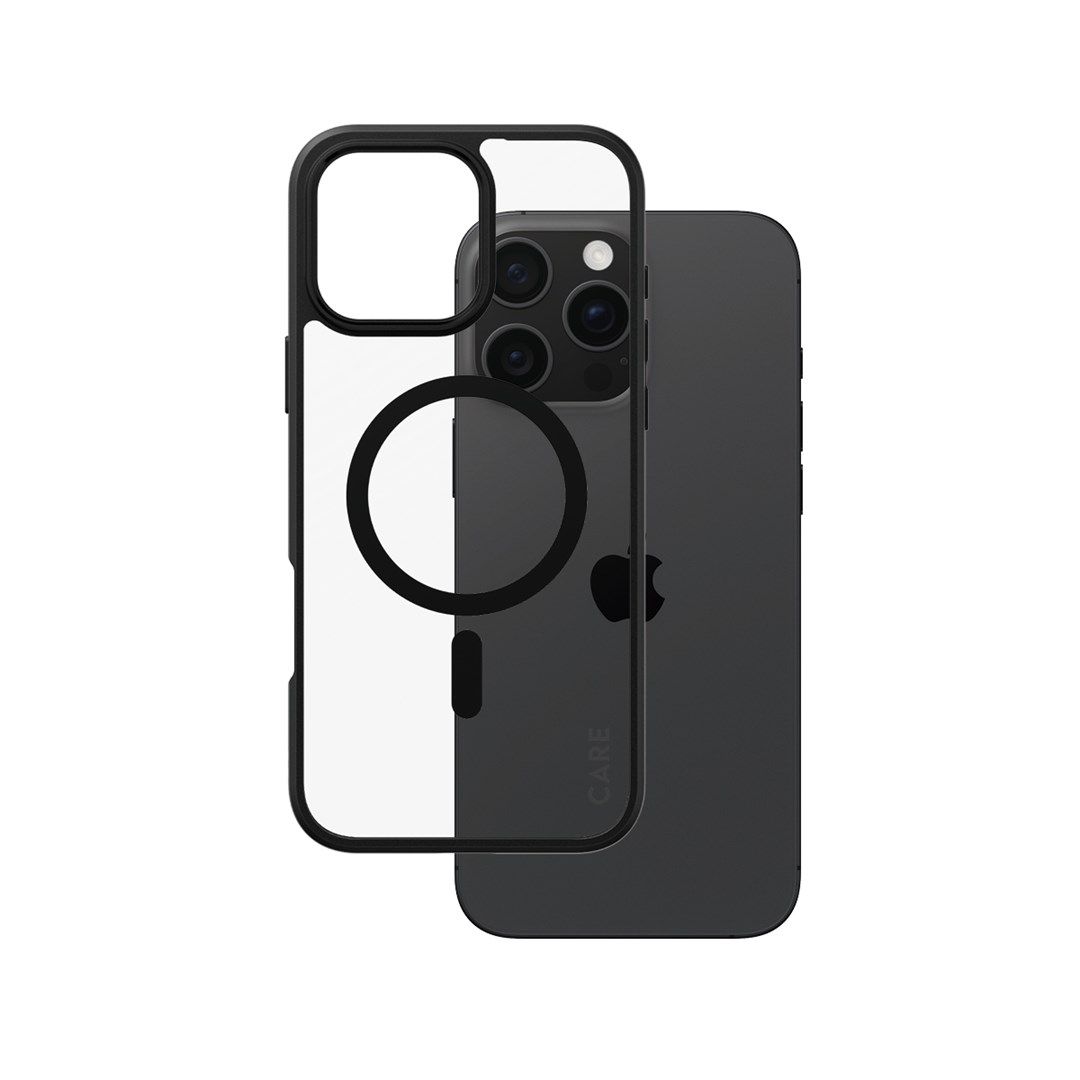 PanzerGlass CARE by ® Flagship Case Transparent Urban Combat w. Black Frame & MagSafe iPhone 16 Pro Max