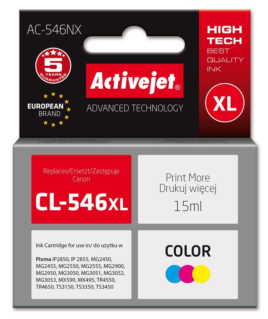 Cartus cerneala Activejet AC-546NX ,Color ,15 ml (compatibil cu Canon AC-546NX) 