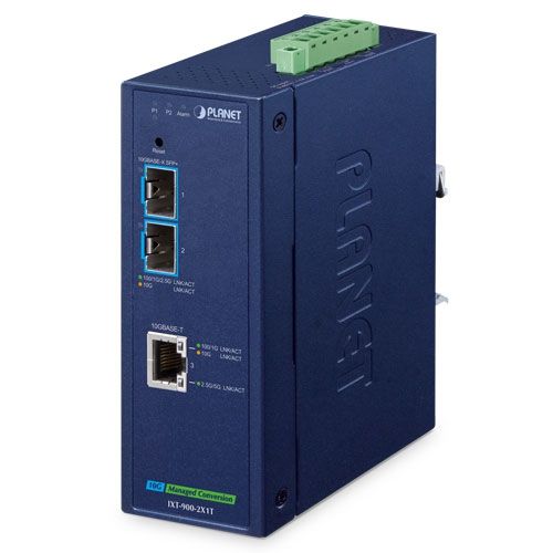 PLANET IP40 Industrial 2-Port convertoare media pentru rețea 10000 Mbit/s Albastru