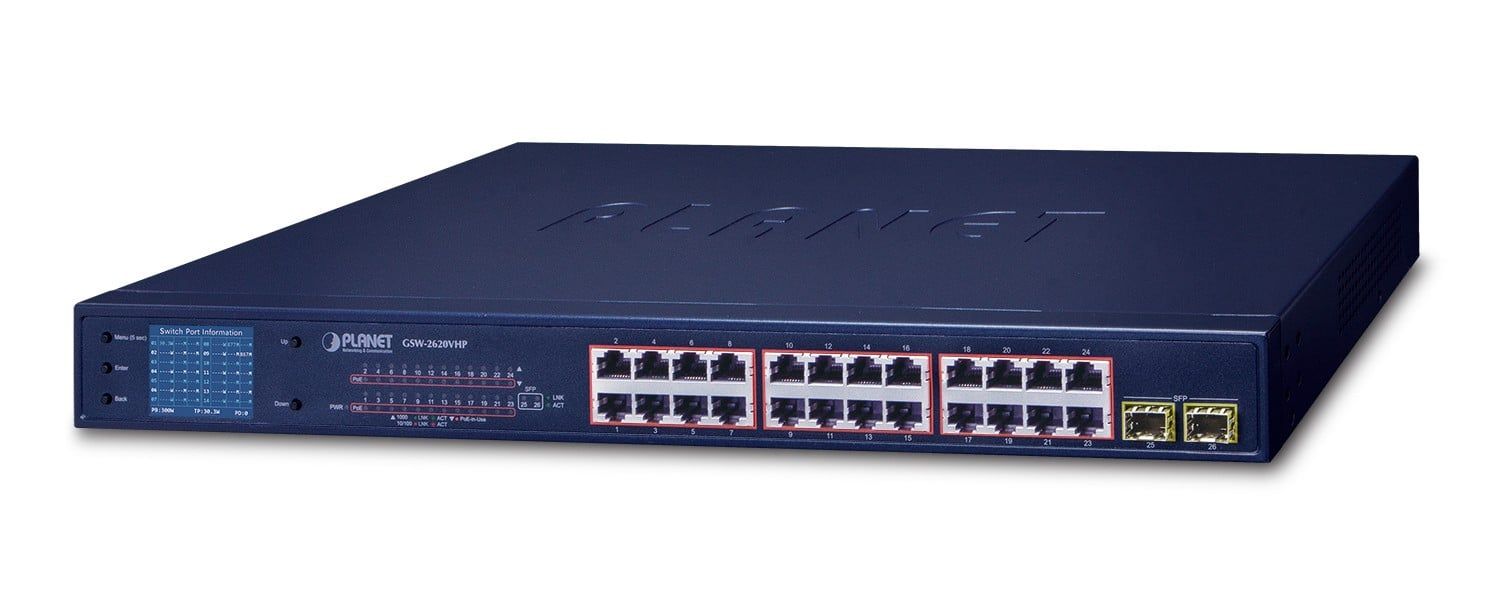 Planet PLANET GSW-2620VHP switch-uri Fara management Gigabit Ethernet (10/100/1000) Power over Ethernet (PoE) Suport 1U Albastru