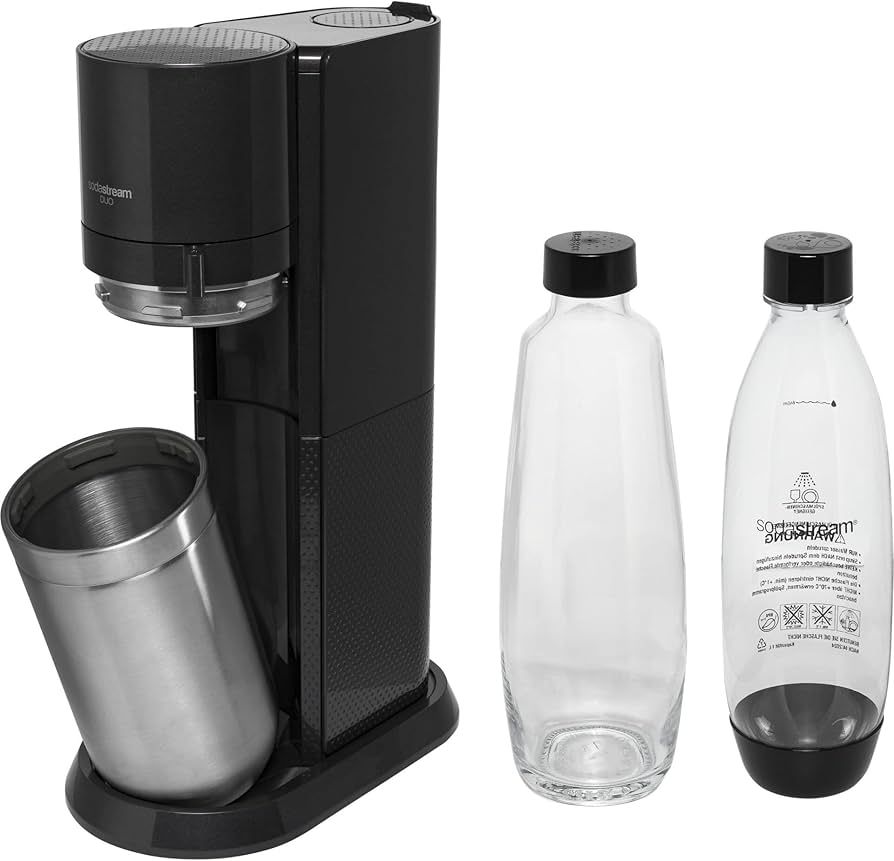 SodaStream Soda Maker DUO black Schwarz QC incl 1 Glas- Glas & 1 PET-Bottle PETBottle (1016812411)