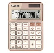    Calculator birou Canon KS-125KB-RG, Rose Gold, 12 digits, 29 keys, dual power Solar+baterie, M+, M-,RM/CM, Tax+, Tax-, Baterie:LR44 x 1pc, Dimensiuni: 147 x 106 x 25mm, Greutate: 116g, Auto power off-7 min.   