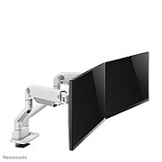 Brat dublu monitor Neomounts DS70S-950WH2 pentru display-uri cu diagonale 17 -35 , sistem de prindere VESA 75x75~100x100, greutate maxima suportata 18 - per ecrankg, full motion, tilt 90°, swivel 90°, rotate 180°, distanta fata de perete 119-656mm gas spring culoare alb. Garantie 5 ani