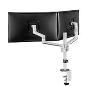 Brat dublu monitor Neomounts DS60-425WH2 pentru display-uri cu diagonale 17 -27 , sistem de prindere VESA 75x75~100x100, greutate maxima suportata 8 - per ecrankg, tilt +90°, -30°, swivel +90°, -90°, rotate +360°, distanta fata de perete 128-460mm inaltime reglabila manual 295-607mm culoare alb