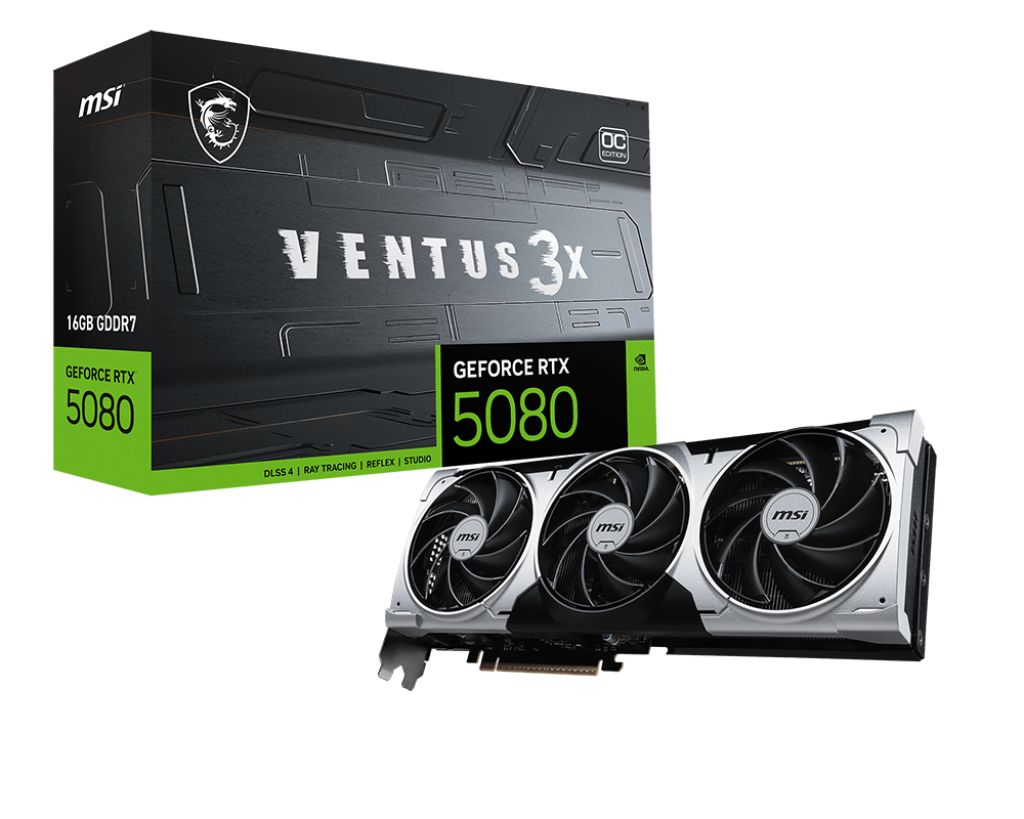 MSI VENTUS GEFORCE RTX 5080 16G 3X OC PLUS graphics card NVIDIA 16 GB GDDR7