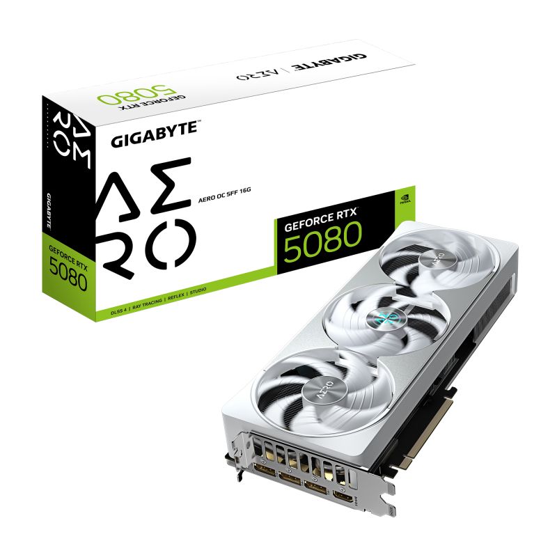 GIGABYTE GeForce RTX 5080 AERO OC SFF 16G Graphics Card - 16GB GDDR7  256bit  PCI-E 5.0  2730MHz Core Clock  3 x DisplayPort  1 x HDMI  GV-N5080AERO OC-16GD