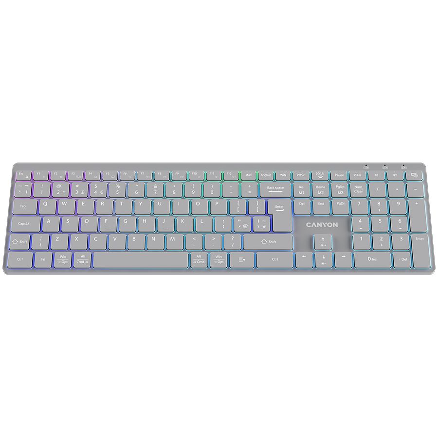 CANYON keyboard HKB-W11 UK/US RGB Dual Mode Wireless Grey