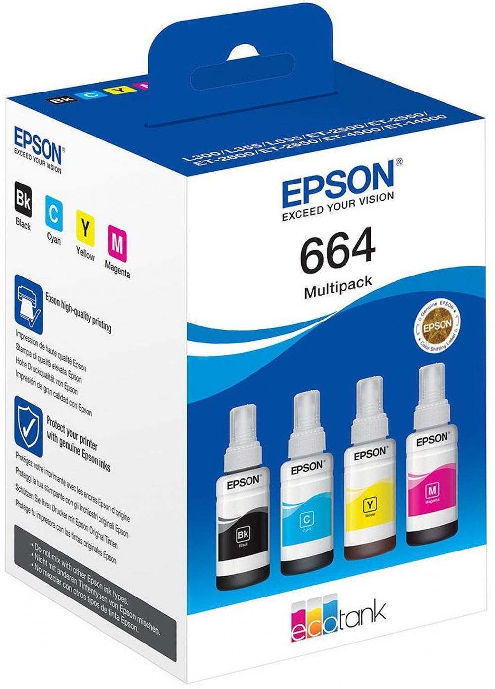 Cartus cerneala Epson T66464A ,Black/tri-color ,4 x 70 ml ,Original (664) 