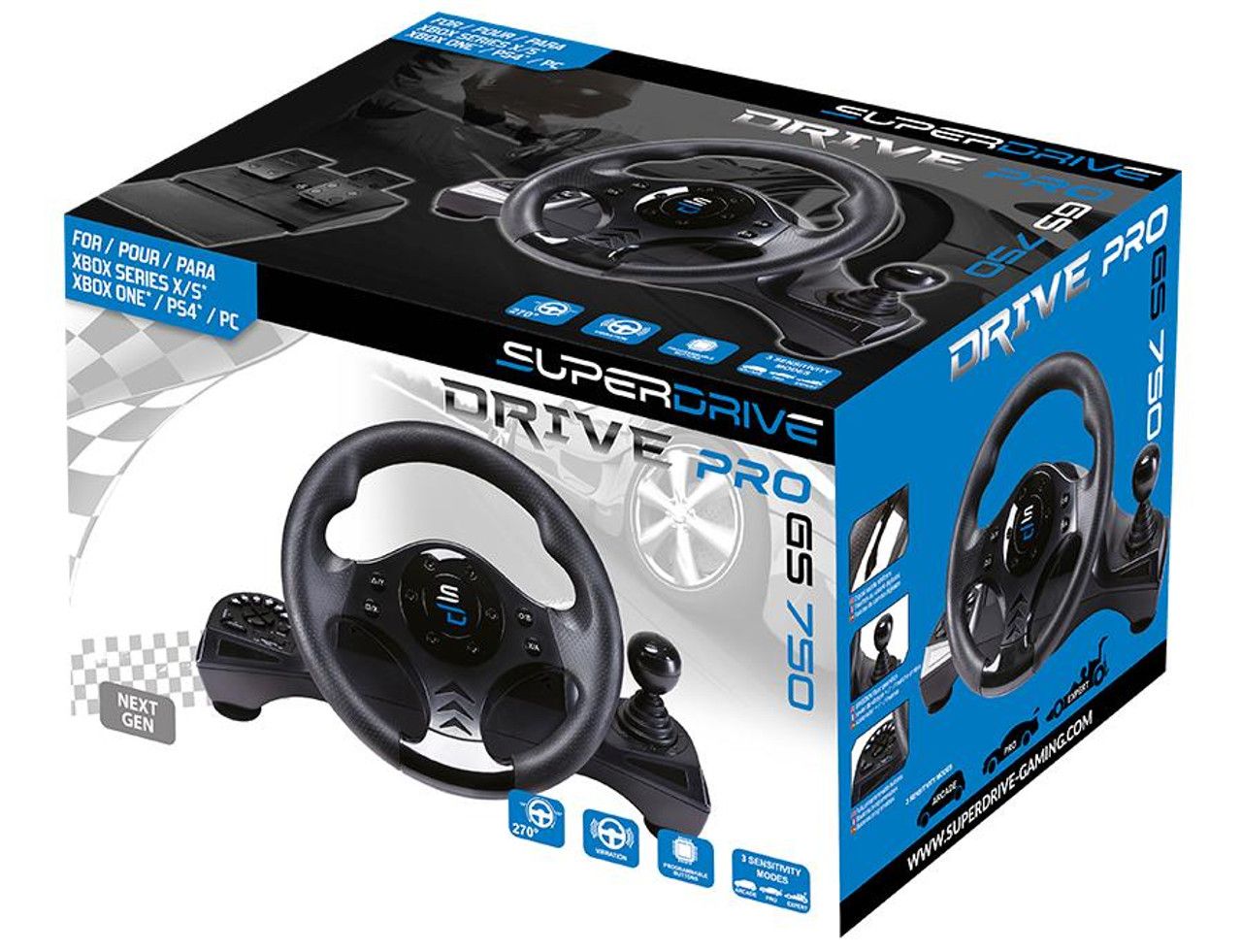 Subsonic SA5156-NG Gaming Controller Black USB Steering wheel + Pedals PC  PlayStation 4  Xbox One  Xbox Series X