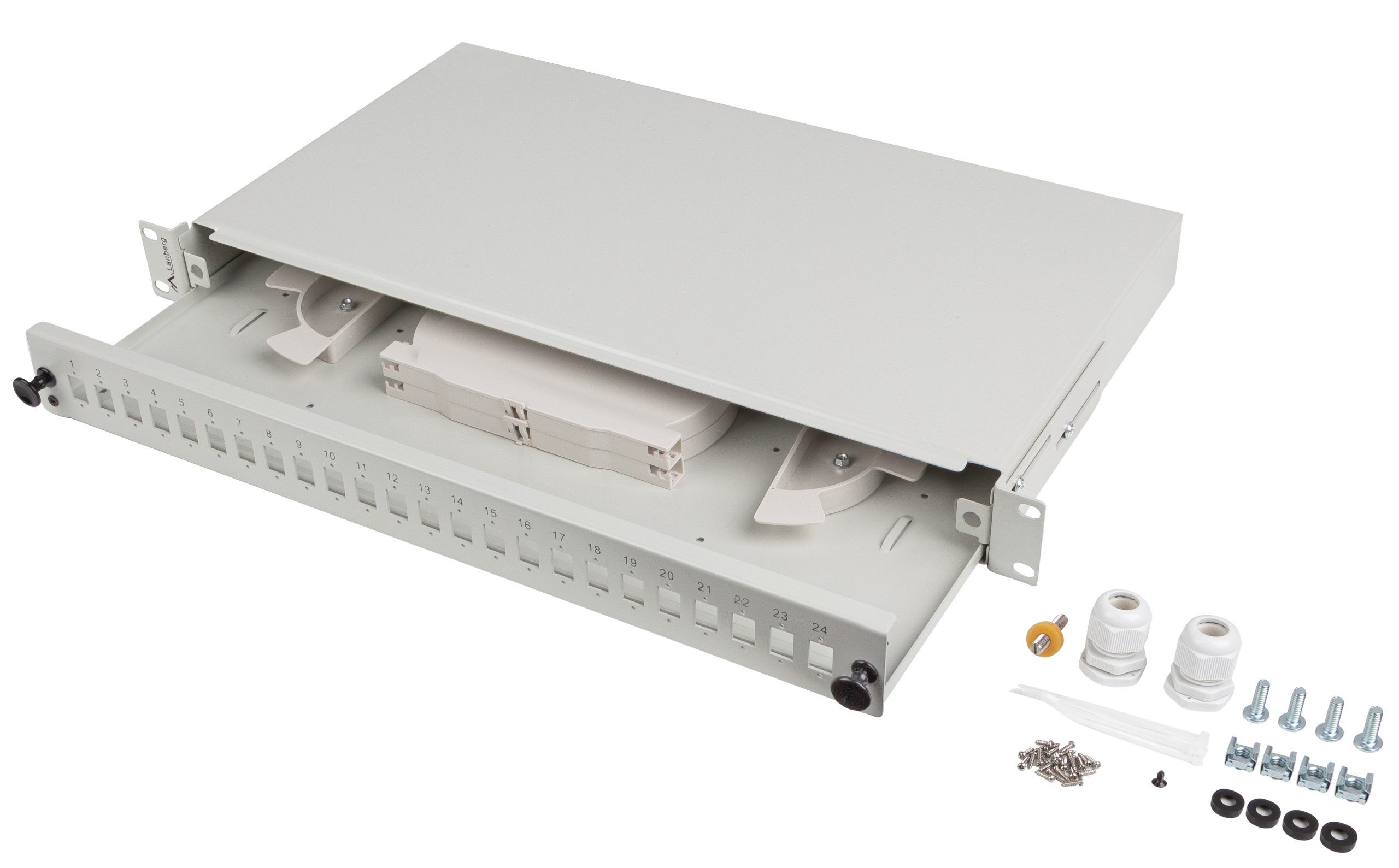 LANBERG 24XSC SIMPLEX / 24XLC DUPLEX RACK 19  1U FIBER OPTIC DISTRIBUTION FRAME GRAY + ACCESSORIES