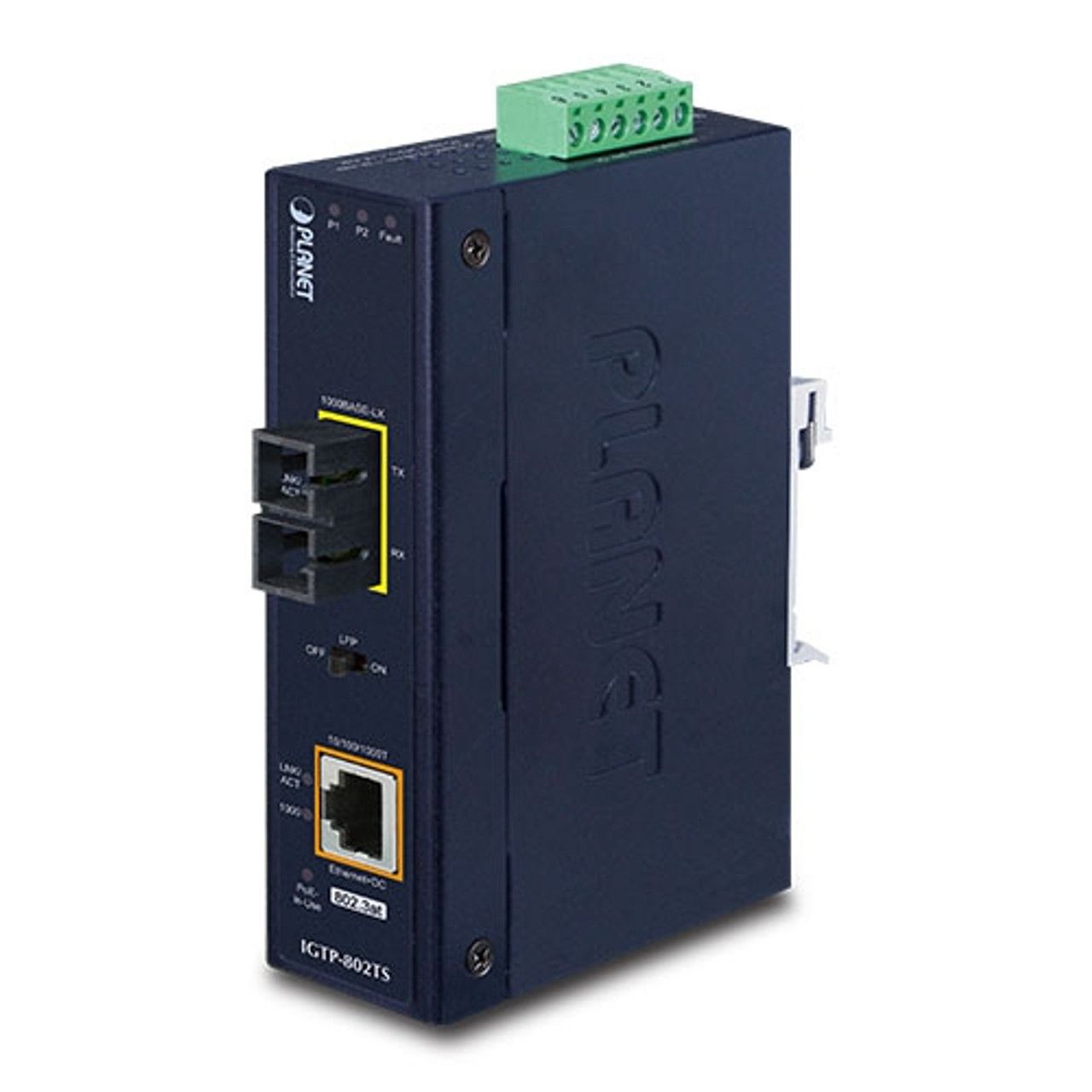 PLANET IP30 Industrial 10/100/1000BAS convertoare media pentru rețea 1000 Mbit/s Albastru