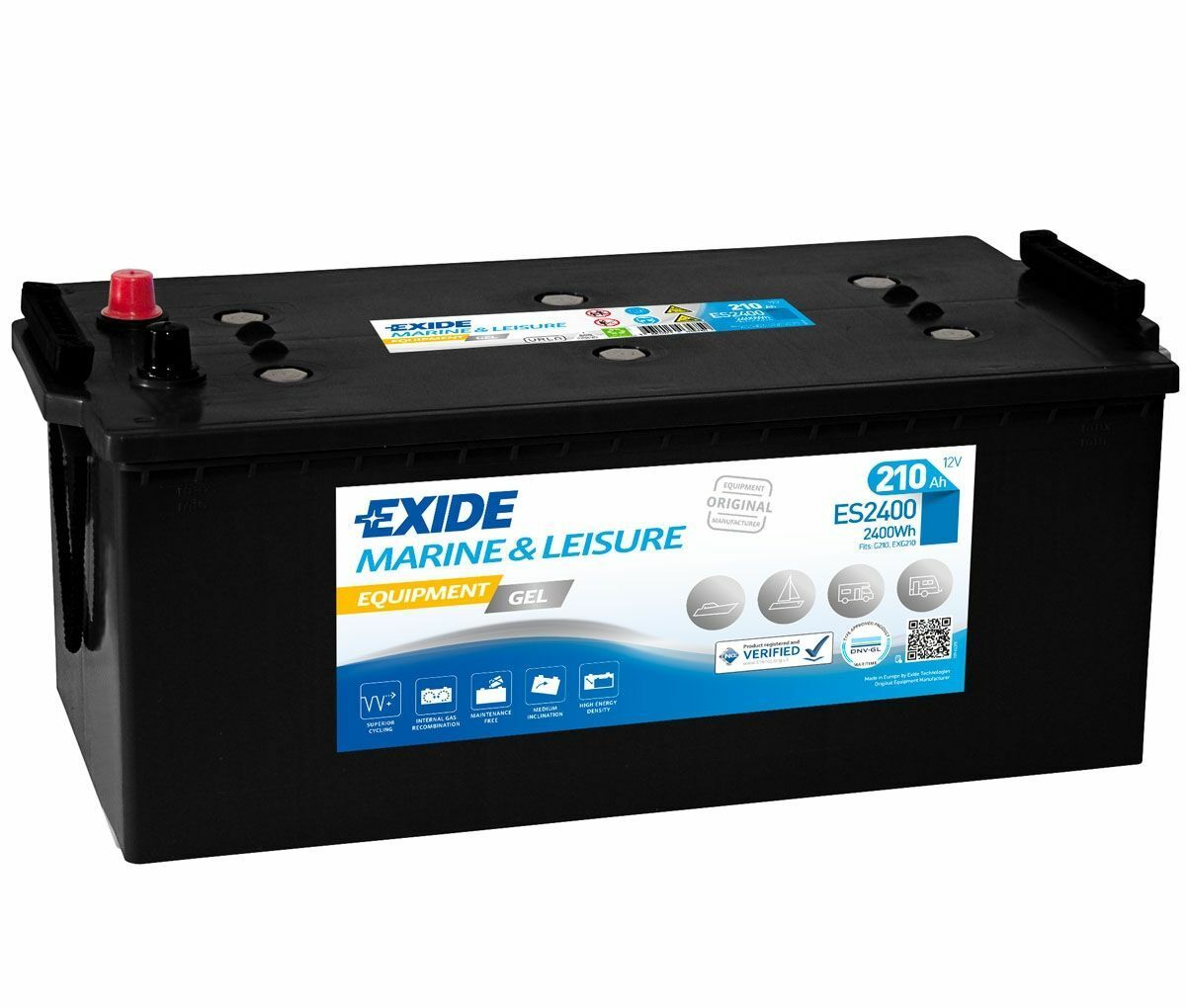 Battery 12V 210Ah/1030A EQUIPMENT GEL/GEL MARINE/RV (L+ Standard Pole) 518x279x240 B0 (Gel)