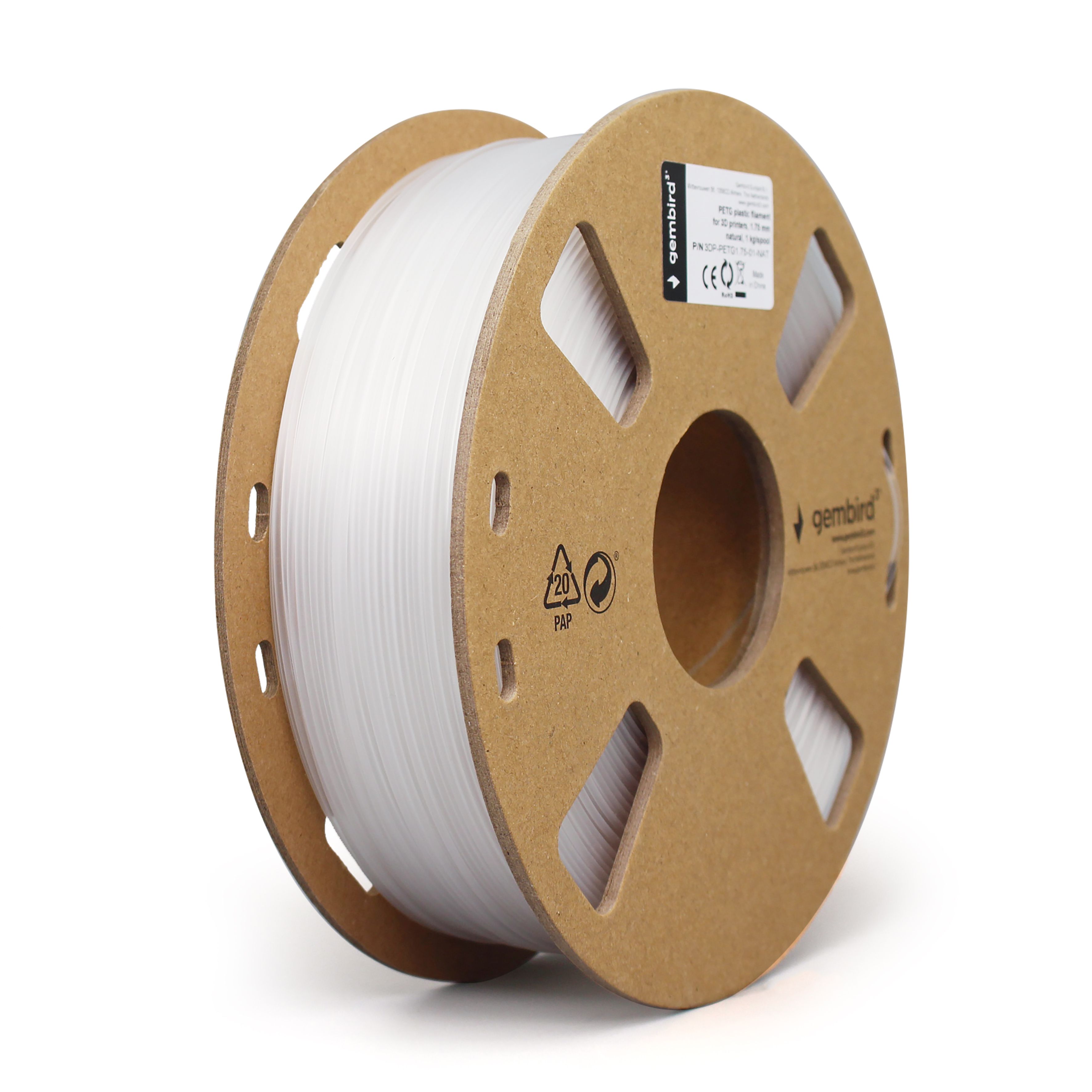 GEMBIRD PETG Filament White 1.75mm 1kg