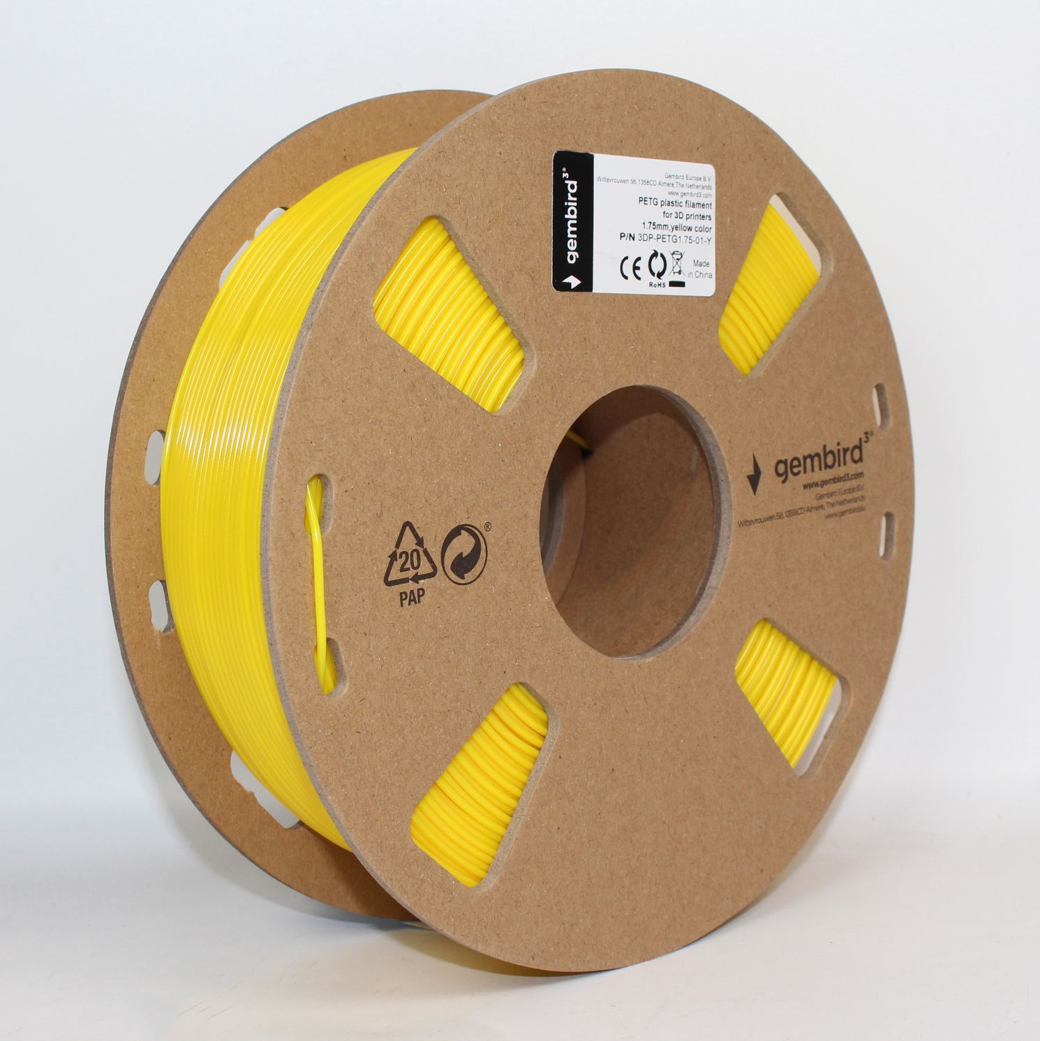 GEMBIRD PETG Filament Yellow 1.75mm 1kg