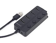 GEMBIRD USB 2.0 powered 4-port hub with switches black