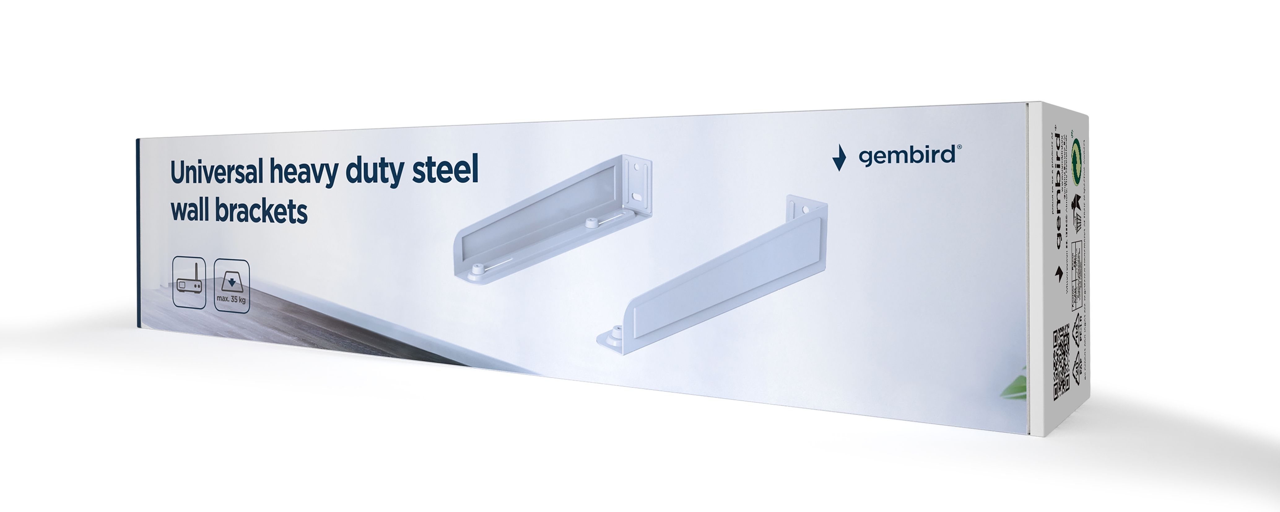 GEMBIRD WM-U35-01-W Universal heavy duty steel wall brackets 35 kg white
