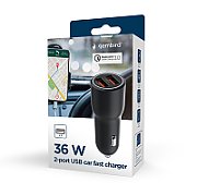 GEMBIRD 2-port USB car fast charger QC3.0 36W black