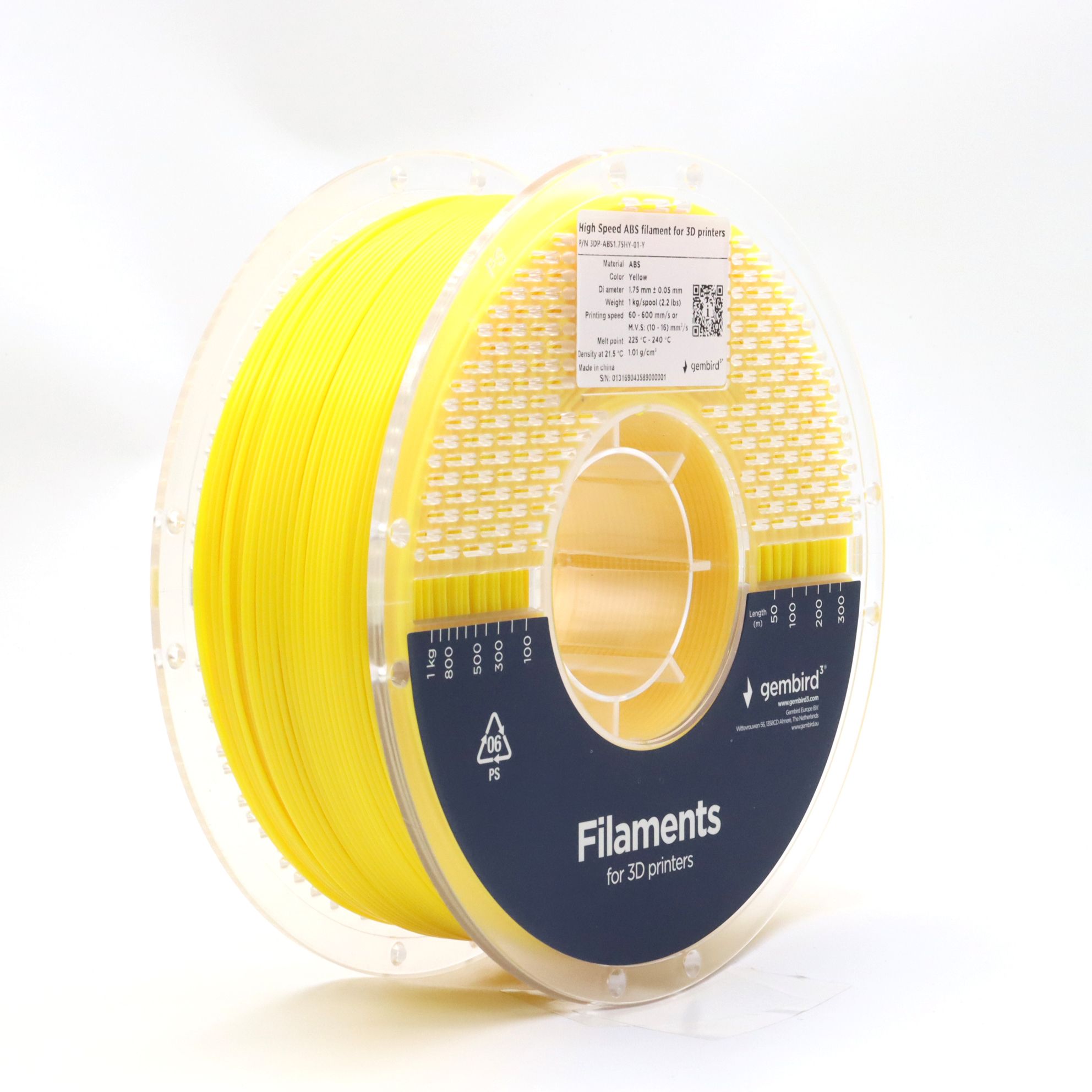 GEMBIRD High Speed ABS filament yellow 1.75 mm 1 kg