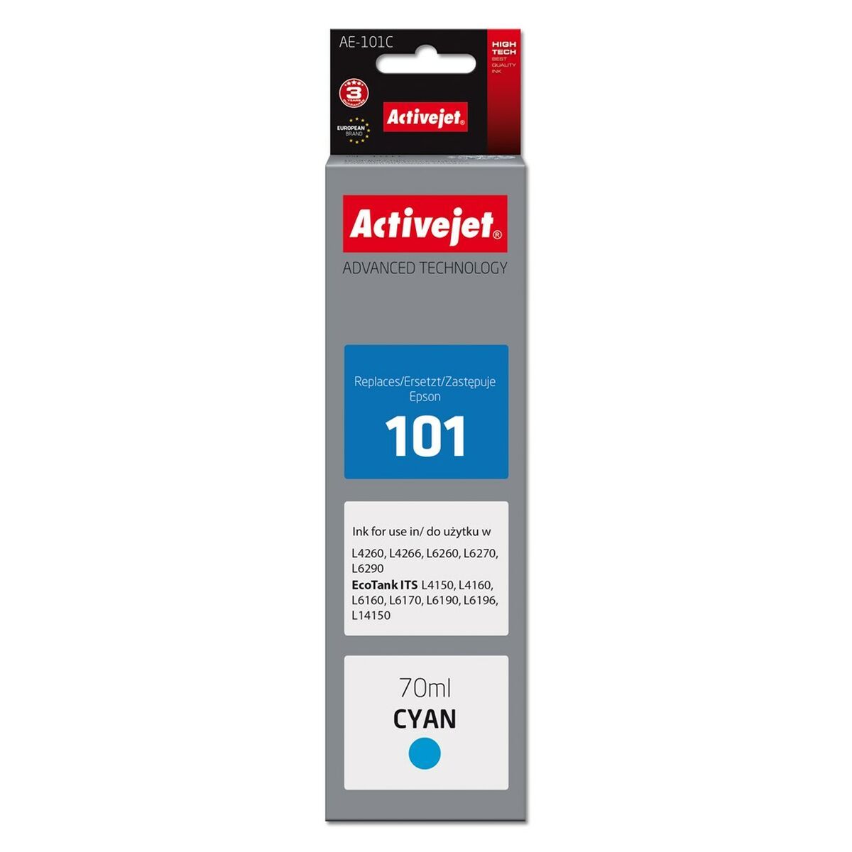 Cartus cerneala Activejet AE-101C ,Albastru ,70 ml (compatibil cu Epson (replacement for epson 101)) 