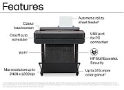 HP DesignJet T630 24inch LFP 2025 Colour Ink-Jet A1 ANSI D Roll 61cm 2400x1200dpi 0.5 min/page USB LAN Wi-Fi