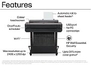 HP DesignJet T630 24inch LFP 2025 Colour Ink-Jet A1 ANSI D Roll 61cm 2400x1200dpi 0.5 min/page USB LAN Wi-Fi