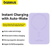 Baseus P10059001513-00 Lithium polymer (LiPo) power bank 10000 mAh Wireless charging Purple