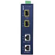 PLANET IP30 Industrial 2-port convertoare media pentru rețea Albastru