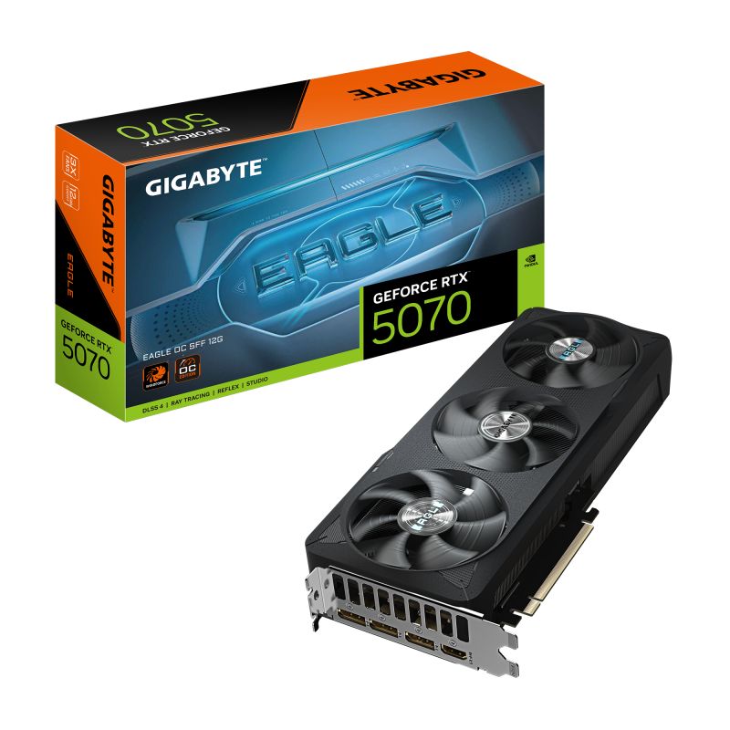 GIGABYTE Video Card NVIDIA GeForce RTX 5070 EAGLE OC SFF 12G (12GB GDDR7/192bit, PCI-E 5.0, Recommended PSU 750W, 16Pin Power connector, 3x DP, 1x HDMI)