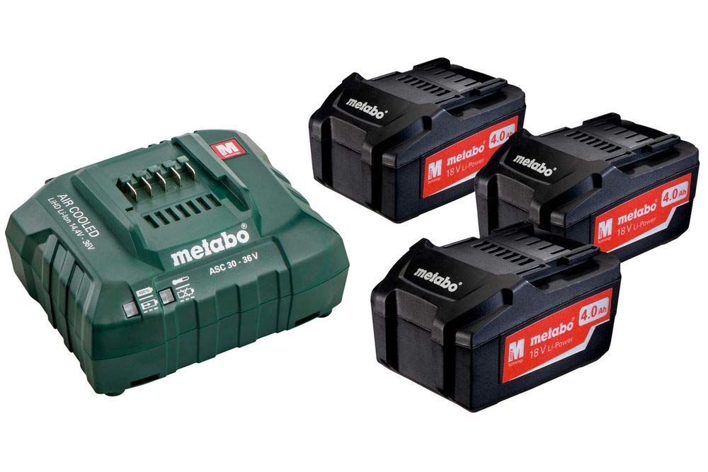 Metabo. Battery set including 3x 4.0Ah batteries and ASC 55 charger