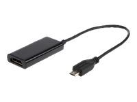 CABLU video GEMBIRD, adaptor Micro-USB (T) la HDMI (M), 16cm, rezolutie maxima Full HD (1920 x 1080) la 60Hz, conecteaza smartphone Samsung cu mufa 11-pin MHL la TV, negru,  A-MHL-003  (include TV 0.06 lei)