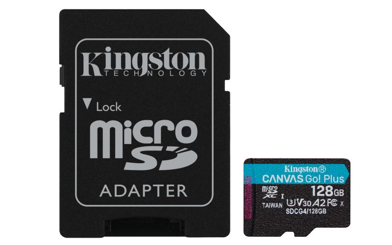 KINGSTON 128GB microSDXC Canvas Go Plus Gen4 200MB/s A2 U3 V30 Card + Adapter