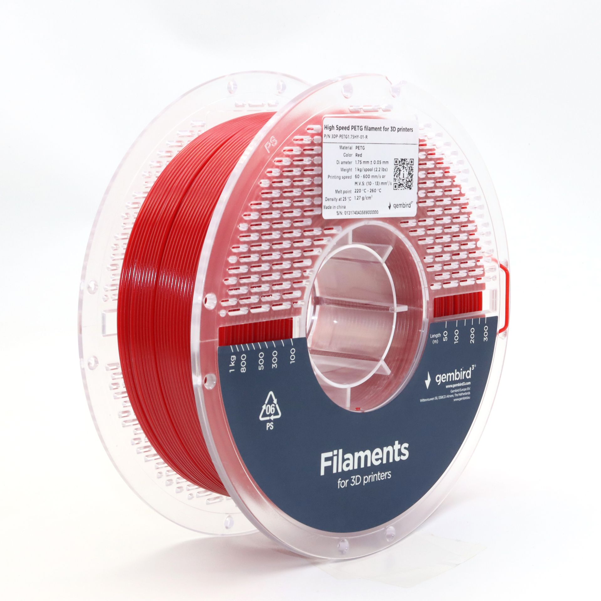 GEMBIRD High Speed PETG filament red 1.75 mm 1 kg