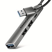 AXAGON HMC-7HX2 USB Hub  2x USB-A  1x USB-C  2x HDMI 2.0  1x RJ45  100W PD – silver
