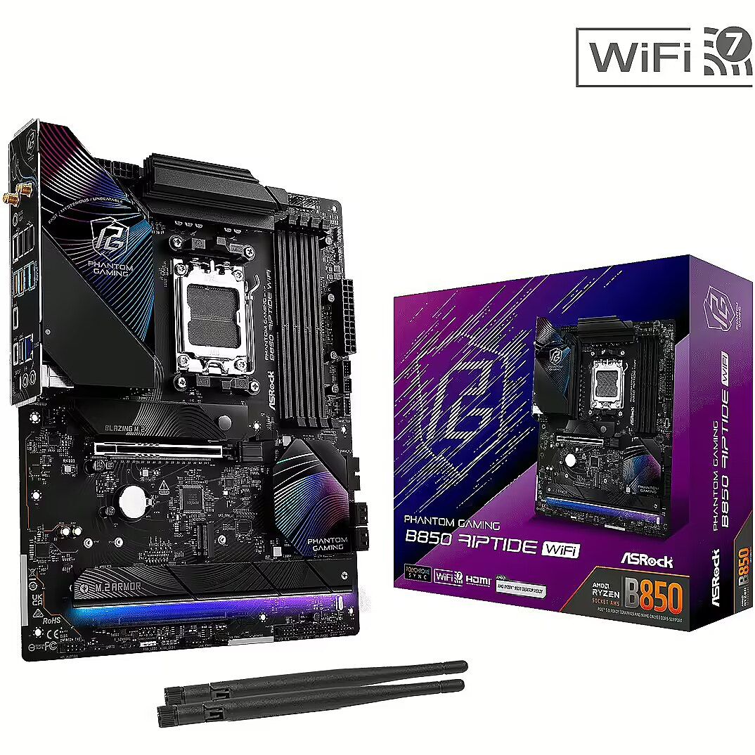 Asrock Phantom Gaming B850M Riptide WiFi AMD B850 Socket AM5 micro ATX