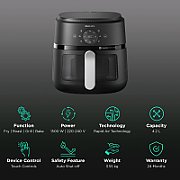 Philips 2000 series NA221/00 fryer Single 4.2 L Stand-alone 1500 W Hot air fryer Black  Silver