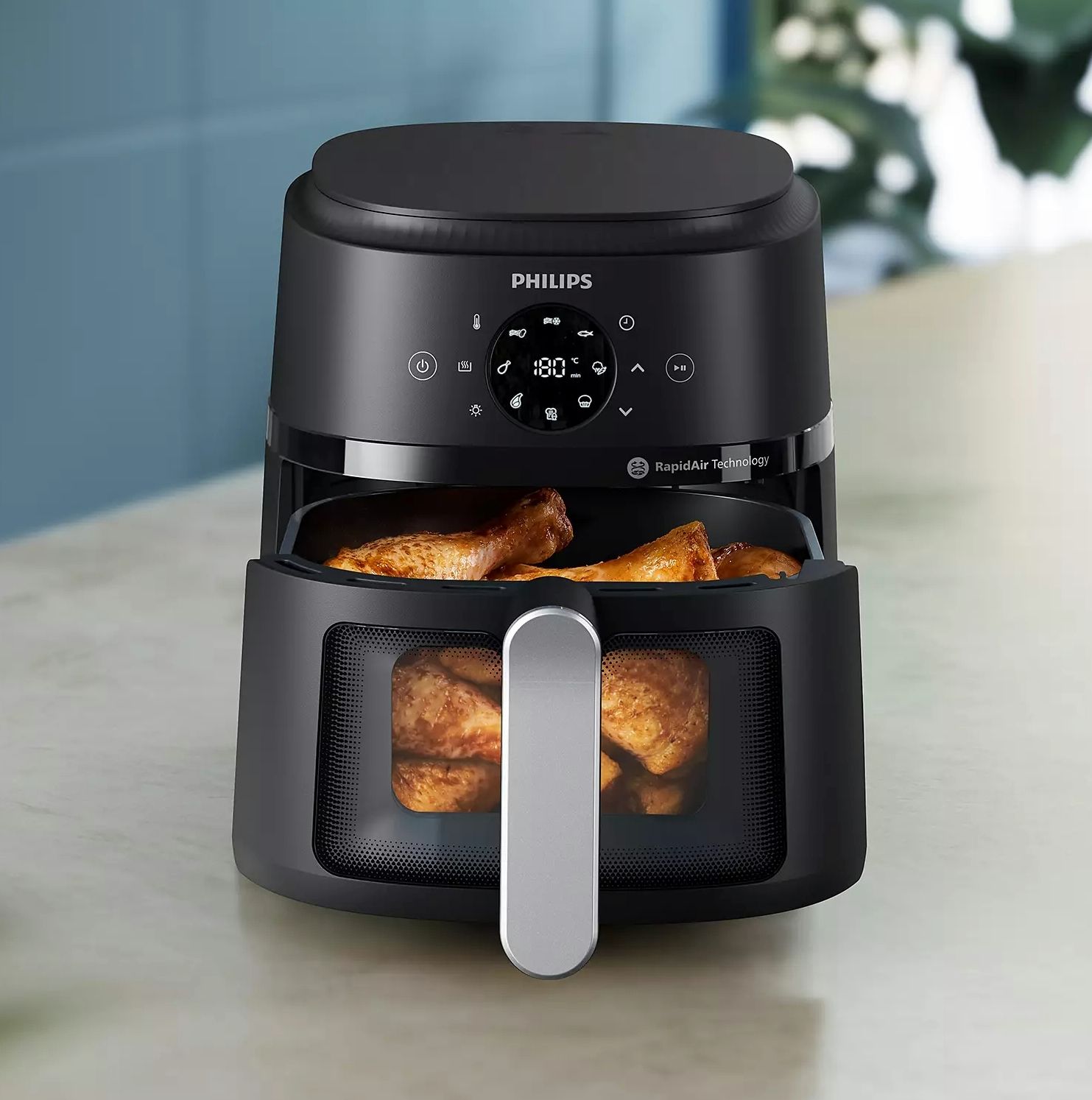 Philips 2000 series NA221/00 fryer Single 4.2 L Stand-alone 1500 W Hot air fryer Black  Silver